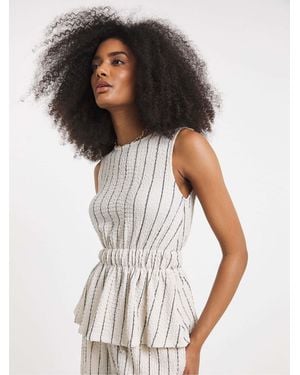 Simply Be Striped Peplum Top - White