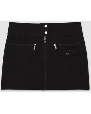 Reiss Zip-Through Mini Skirt - Black