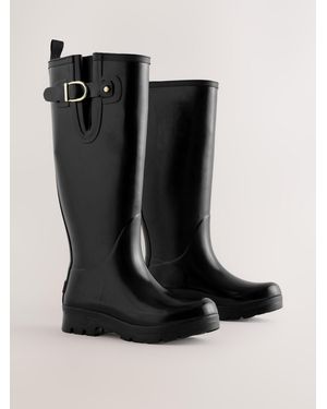 Next Premium Faux Fur Lined Knee High Wellies - Black