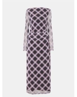 Whistles Check Mesh Dress - Purple