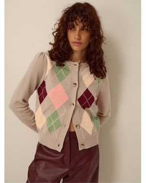 Monsoon Alba Argyle Cardigan - Brown