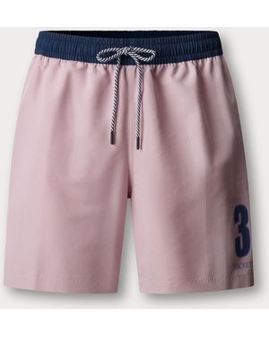Hackett Number Branded Swim Trunks - Pink