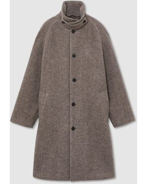 Reiss Barrie Monogram Wool-Blend Twill Relaxed Raglan Overcoat - Brown