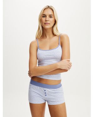 Cotton On Dreamy Floral Soft Longline Cami & Boyshorts Set - White
