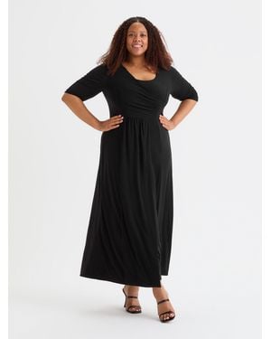 Scarlett & Jo Solid Ruched Maxi Gown - Black