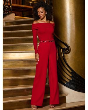 Sosandar Wide Leg Pants - Red