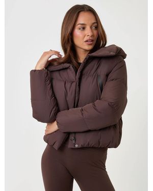 Threadbare Showerproof Cropped Puffer Coat - Brown