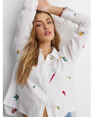 Simply Be Embroidered Fruit Shirt - White