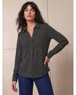 Roman Geometric Puff Print Stretch Shirt - Blue