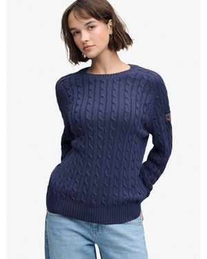 Superdry Slouchy Cable Knit Sweater - Blue