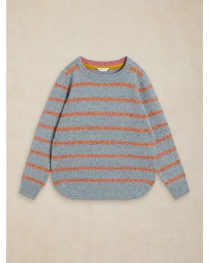 White Stuff Talia Nep Stripe Sweater - Blue