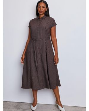 Live Unlimited Live Unlimited Striped Short Sleeve Maxi Dress - Purple