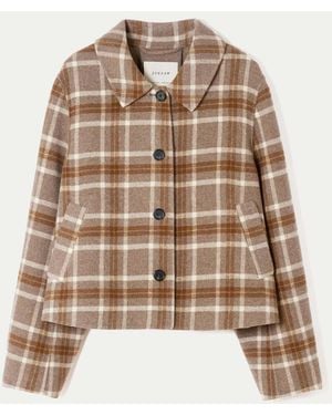 Jigsaw Wool Double Faced Check Coat - Natural