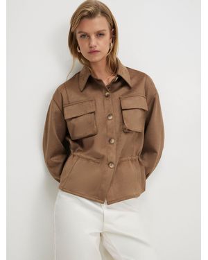 River Island Faux Suede Drawstring Overshirt - Brown