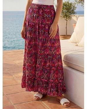 Roman Abstract Print Tiered Skirt