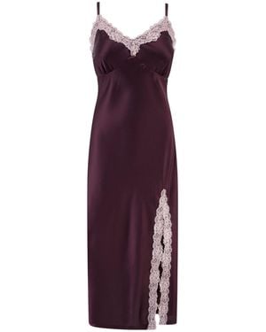 Pour Moi Dusk Satin And Lace Midi Chemise - Purple