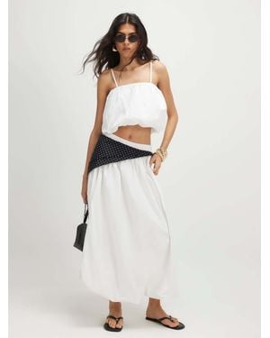 River Island Poplin Bubble Hem Skirt - Weiß