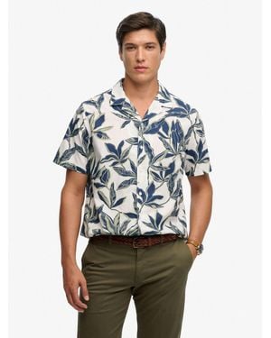 Superdry Short Sleeve Printed Beach Shirt - Blue