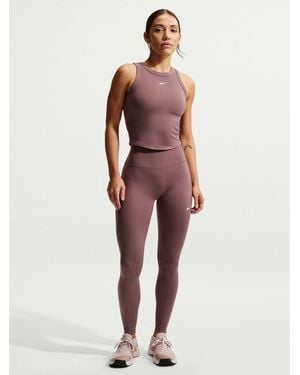Nike One Seamless Front High Waisted Full Length Leggings - Red