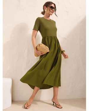 Friends Like These Short Sleeve 2 In1 Midi Dress - Green