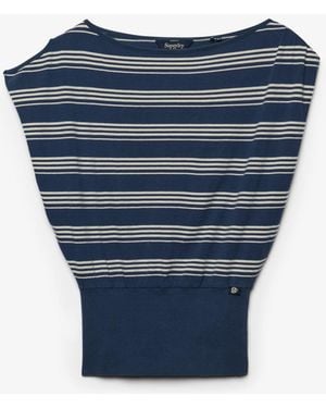 Superdry Deep Rib Stripe Bardot Top - Blue