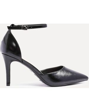 Linzi Thea Closed Back Stiletto Court Heels With Ankle Strap - White