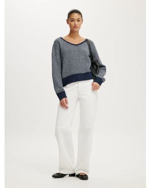 Cotton On Softest Luxe Slouchy V-Next Knit Cardigan - Blue