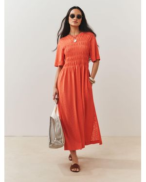 Next Short Sleeve Shirred Body T-Shirt Midi Dress