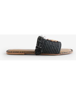 Never Fully Dressed Raffia Mule Sandals - Weiß