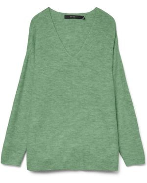 Vero Moda Soft Touch V-Neck Knitted Sweater - Green