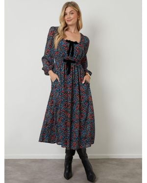 ANOTHER SUNDAY Bow Detail Milkmaid Midi Dress - Grau