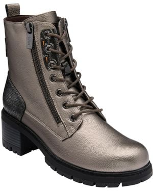 Lotus Block Heel Zip-Up Ankle Boots - Brown