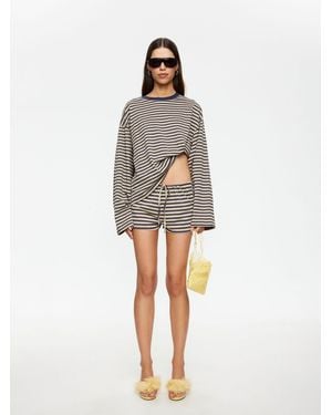 Lioness Bloom Oversized Long Sleeve Stripe T-Shirt - White