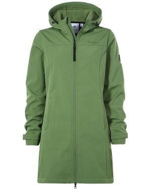 TOG24 Long Keld Shower Resistant Hooded Softshell Jacket - Green
