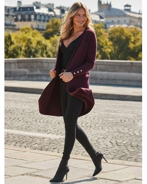 Sosandar Longline Belted Cardigan - Red
