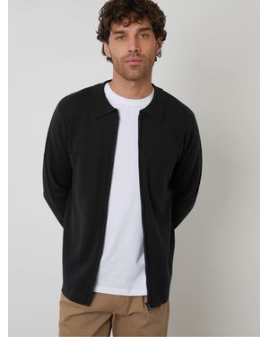 Threadbare Zip-Through Knitted Shacket - Black