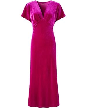 Joe Browns V-Neck Stretchy Velour Dress - Purple