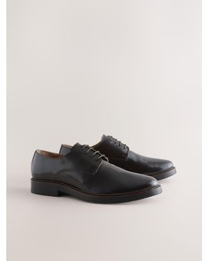 Next Leather Shiny Derby Shoes - Brown