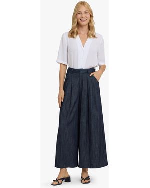 NYDJ Giselle Wide Leg Ankle Trousers With Pleats - Blue