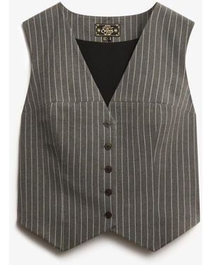 Superdry Pinstripe Waistcoat - Gray