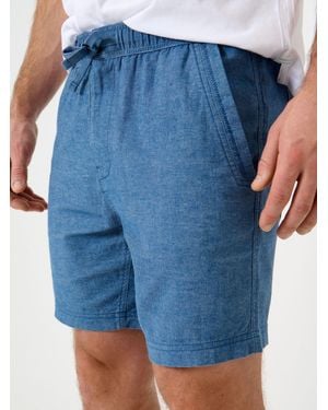 Saltwell Linen Blend Elasticated Rugby Shorts - Blue