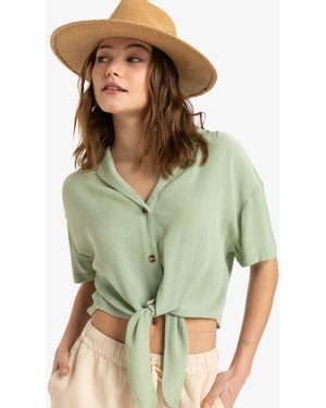 Roxy Salty Sweet Short Sleeve Crop Shirt - Green