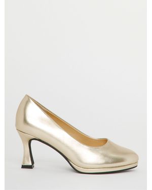 Simply Be Wide Fit Court Shoe Heel - Natural