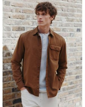 Next Long Sleeve Garment Dyed Oxford Shirt - Brown