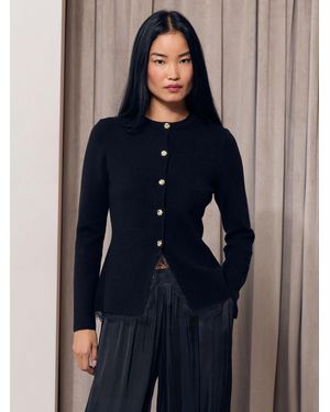 Lipsy Lace Detail Longline Knit Cardigan - Blue