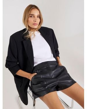 River Island Faux Leather Elasticated Shorts - Black