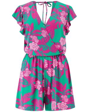 Pour Moi Amelia Frill Stretch Jersey Beach Playsuit - Green