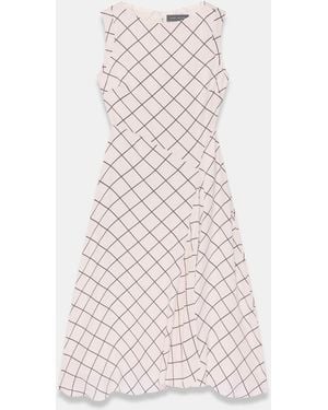 Mint Velvet Satin Checked Midi Dress - Pink