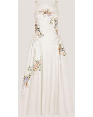Monsoon Cindy Sleeveless Floral Midi Dress - Natural