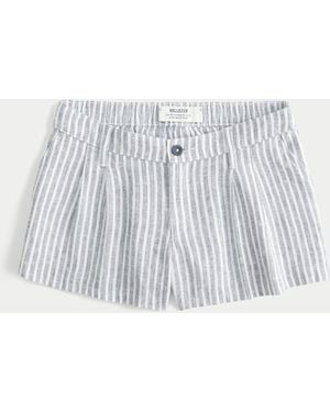 Hollister Linen Striped Shorts - Blue